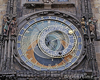 Astronomic watch in prague Stock Photo