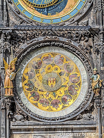 Astronomical clock, Old Town City Hall, Prague, Czech Republic Editorial Stock Photo