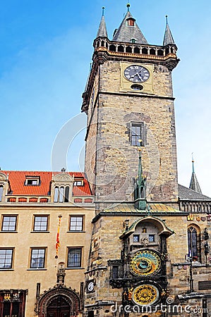 Astronomical clock at the Old Town square in Prague Stock Photo