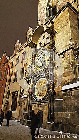 Astronomical clock and tower in old town square of prague city Editorial Stock Photo