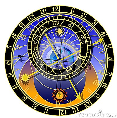 Astronomical clock - zodiac Vector Illustration