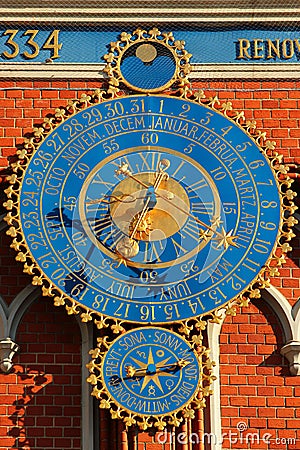 Astronomical clocks in Riga, Latvia Editorial Stock Photo