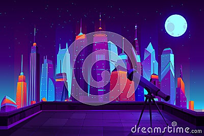 Astronomical observations hobby cartoon vector Vector Illustration