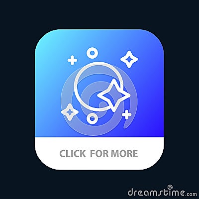Astronomy, Galaxy, Satellite, Space, Spaceship Mobile App Button. Android and IOS Line Version Vector Illustration