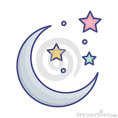 Astronomy outline with color fill inside vector icon which can easily modify or edit Vector Illustration