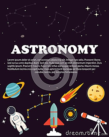 Astronomy study. Education and science layout concepts. Flat modern style. Vector Illustration