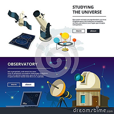 Astronomy. Vector banners set of science theme Vector Illustration