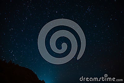 Astrophoto, night landscape, horoscopes. Screensaver on the screen, space Stock Photo