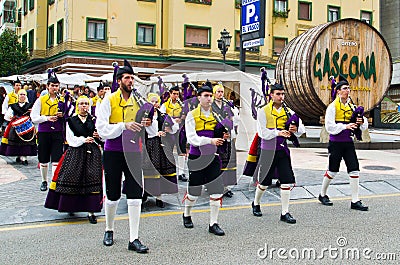 Asturian bagpipe ensemble Editorial Stock Photo