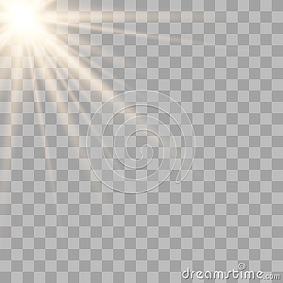 Glowing sunlight a transparent background. Vector Illustration