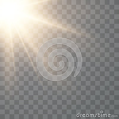 Gold glowing sunlight effect Vector Illustration