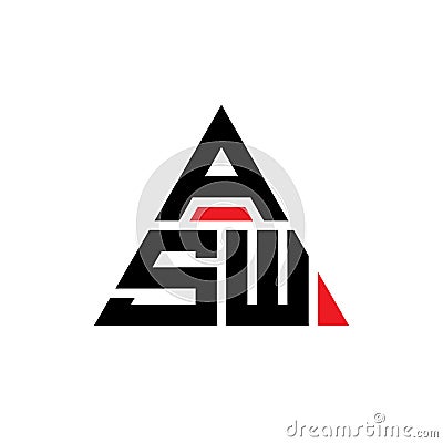ASW triangle letter logo design with triangle shape. ASW triangle logo design monogram. ASW triangle vector logo template with red Vector Illustration