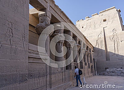 Tour guide at Phiale Temple - Aswan City Editorial Stock Photo