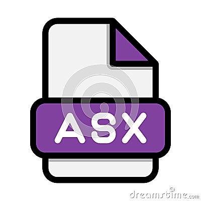 Asx file icons. Flat file extension. icon video format symbols. Vector illustration. can be used for website interfaces, mobile Vector Illustration