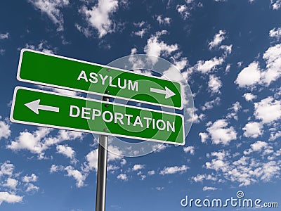 Asylum deportation traffic sign Stock Photo