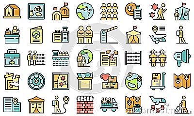 Asylum seeker icons set vector flat Vector Illustration