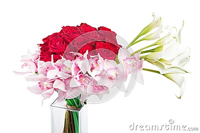 Asymmetric red wight bouquet Stock Photo