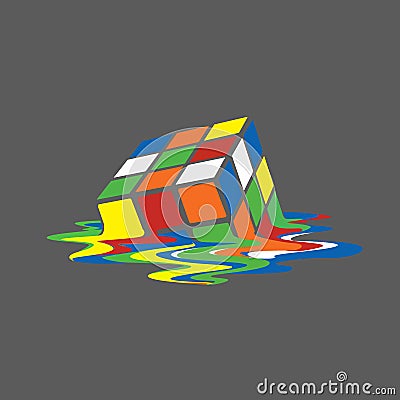 Asymmetrical color cube Vector Illustration