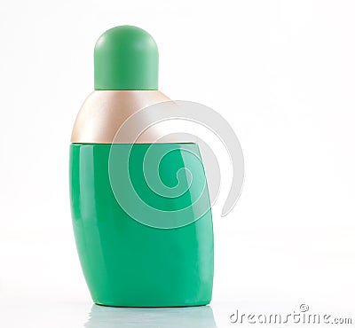 Asymmetrical perfume bottle on white background Stock Photo