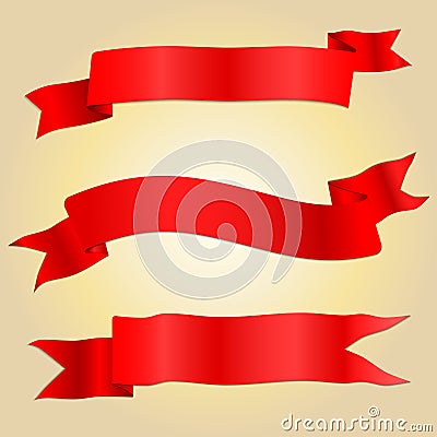 Asymmetry red ribbon banner with shading and shadows Stock Photo