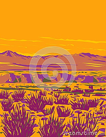 Atacama Desert in Argentina and Chile WPA Art Deco Poster Vector Illustration