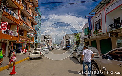 ATACAMES, ECUADOR - March 16, 2016: Steet view of beach town located on Ecuador's Northern Pacific coast. It is located in the p Editorial Stock Photo