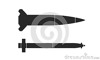 atacms and gmlrs missiles. weapon, ballistic rocket and multiple launch rocket system symbol. isolated vector image Vector Illustration