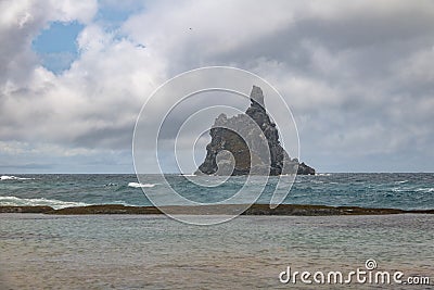 Atalaia Beach and Morro do Frade on Background - Fernando de Noronha, Pernambuco, Brazil Stock Photo