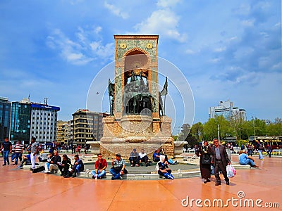 Ataturk Monument on the square Taksim Editorial Stock Photo