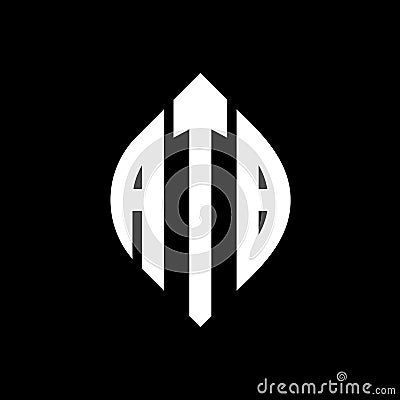 ATB circle letter logo design with circle and ellipse shape. ATB ellipse letters with typographic style. The three initials form a Vector Illustration