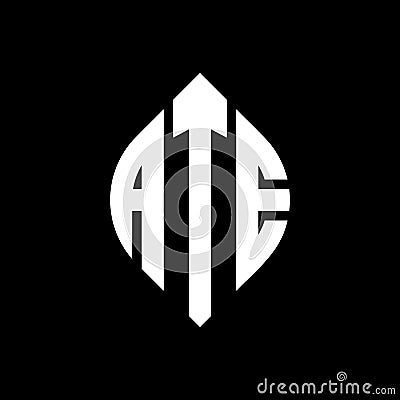 ATE circle letter logo design with circle and ellipse shape. ATE ellipse letters with typographic style. The three initials form a Vector Illustration