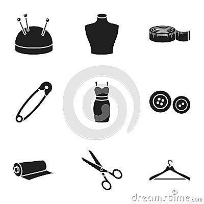 Atelie set icons in black style. Big collection of atelie vector symbol stock illustration Vector Illustration