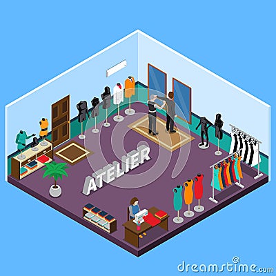 Atelier Isometric Design Vector Illustration