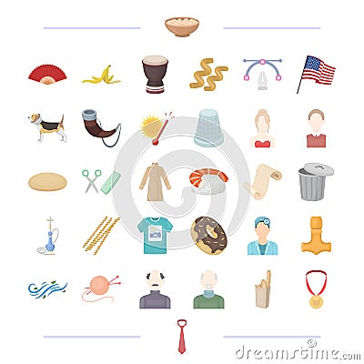 Atelier, weather and other web icon in cartoon style. appearance, Viking, america icons in set collection. Vector Illustration