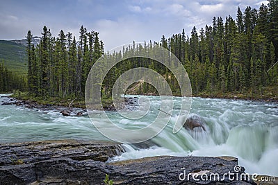 Athabasca River at Sunwapta Falls Stock Photo