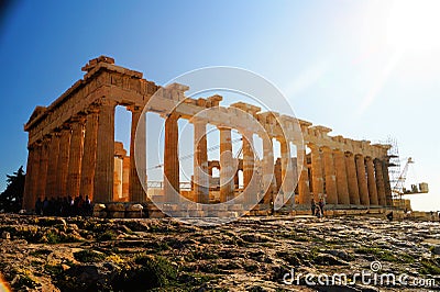 Athen Akropolis Parthenon Greece Blu Sky Amazing Editorial Stock Photo