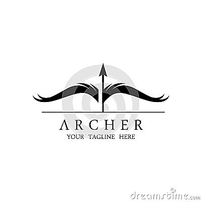 Athena Minerva Silhouette with , Royal archer Logo Design Stock Photo
