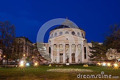 Athenaeum in the night Stock Photo