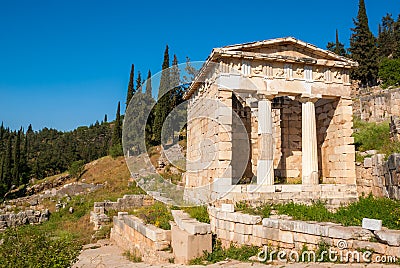 The Athenian Treasury in Delphi Stock Photo
