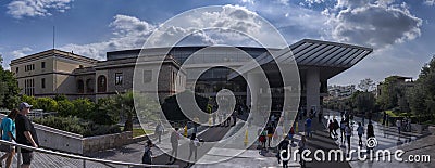 Panoramic view of the new archaeological Acropolis Museum in Athens Editorial Stock Photo