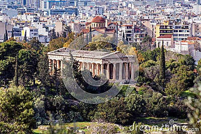 Athens, Attica, Greece. The Temple of Hephaestus or Hephaisteion also Hephesteum is an ancient greek temple located at the archa Stock Photo