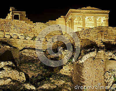 Athens Greece, Acropolis night view Stock Photo