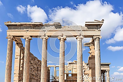 Athens, Greece. The Erechtheion, ancient Greek temple on the Acropolis Stock Photo