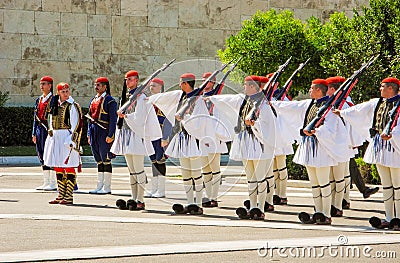 Parade changing of the guard in Athens. Editorial Stock Photo