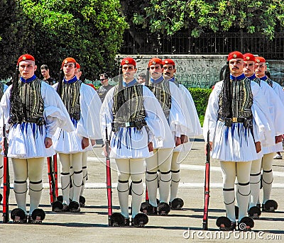 Parade changing of the guard in Athens. Editorial Stock Photo