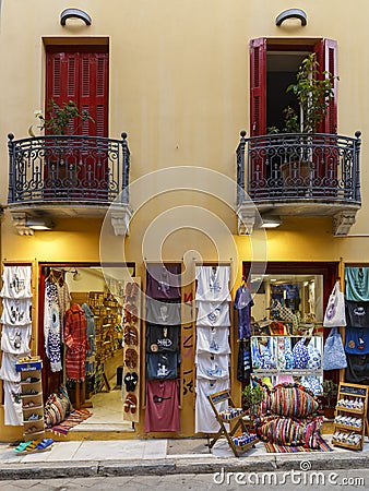 Tourist shop in Plaka, Athens. Editorial Stock Photo