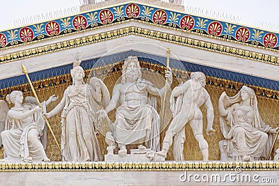 Athens Greece, Zeus, Athena and other ancient greek gods and deities Stock Photo