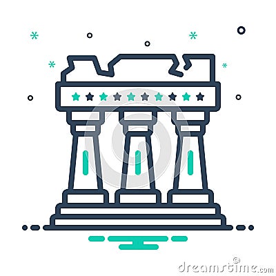 Mix icon for Athens, ruins and landmark Vector Illustration