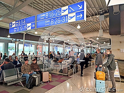 Interior view of the Athens International Airport (Eleftherios Venizelos) in Athens, Greece. Editorial Stock Photo