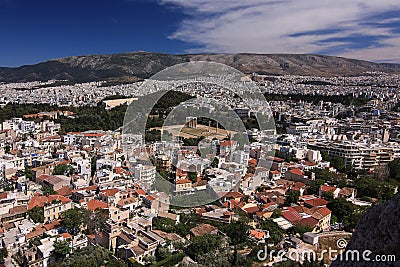 Athens Panorama in Greece Editorial Stock Photo